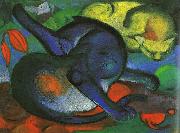 Franz Marc Two Cats, blue and yellow oil painting reproduction